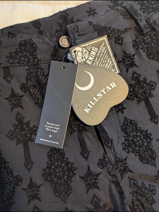 Killstar Black Velvet Cross Jacquard Pants - Picture 10 of 10